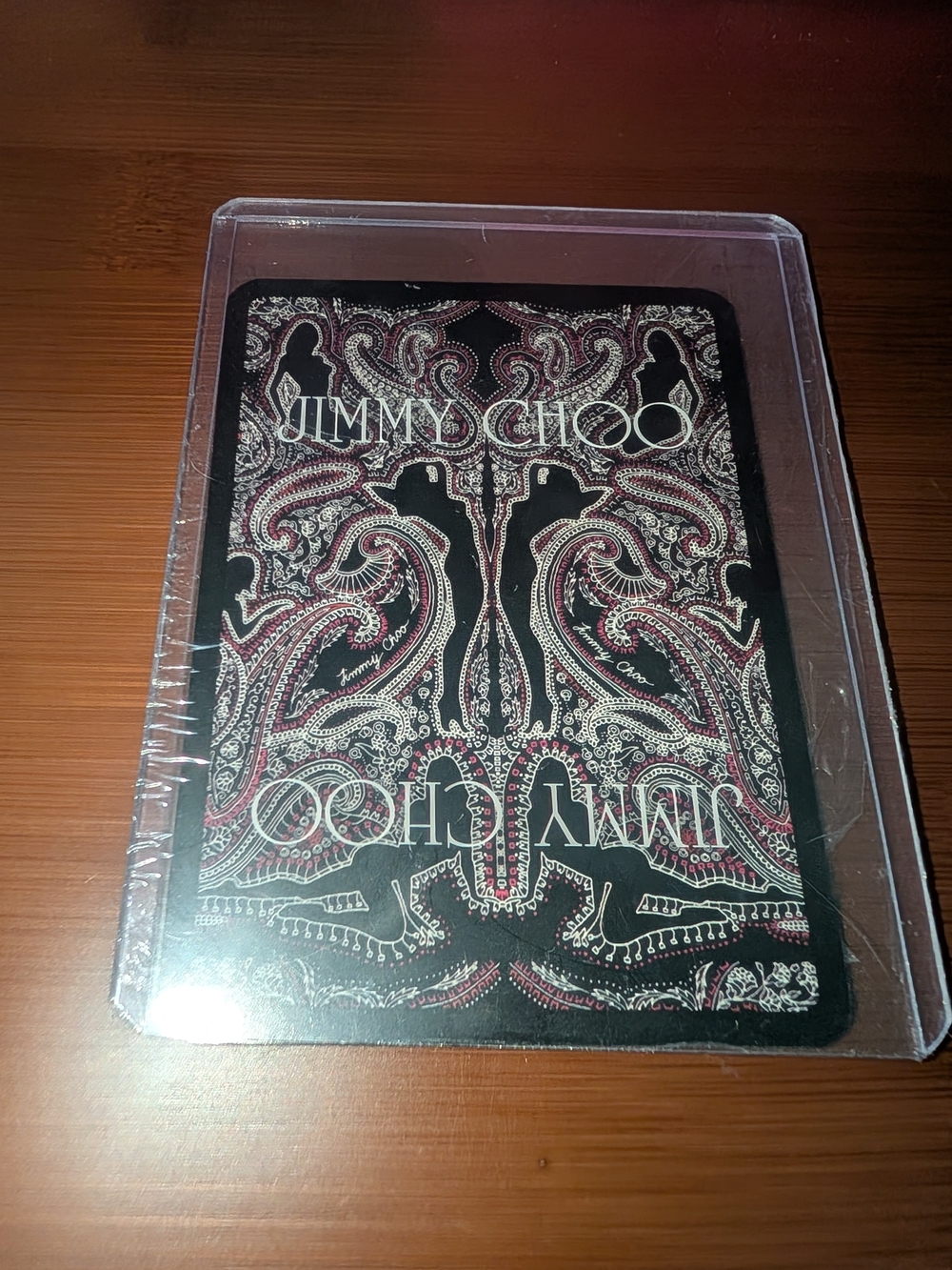 Jimmy Choo Black and Burgundy Paisley Playing Card